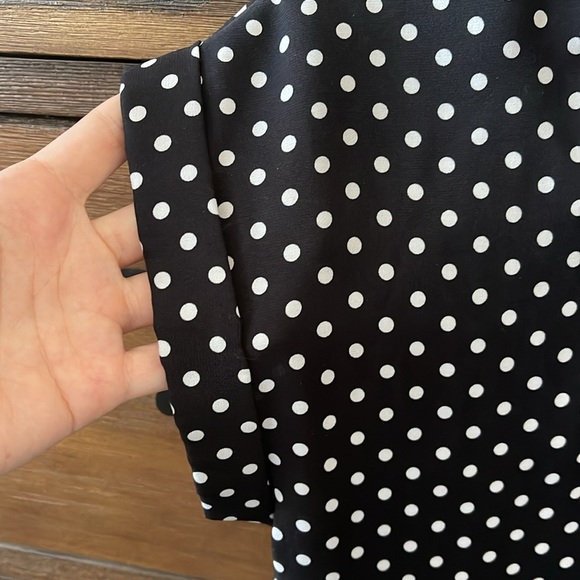 Size small, women’s Express black and white polkadot top with zipper. - Picture 4 of 5